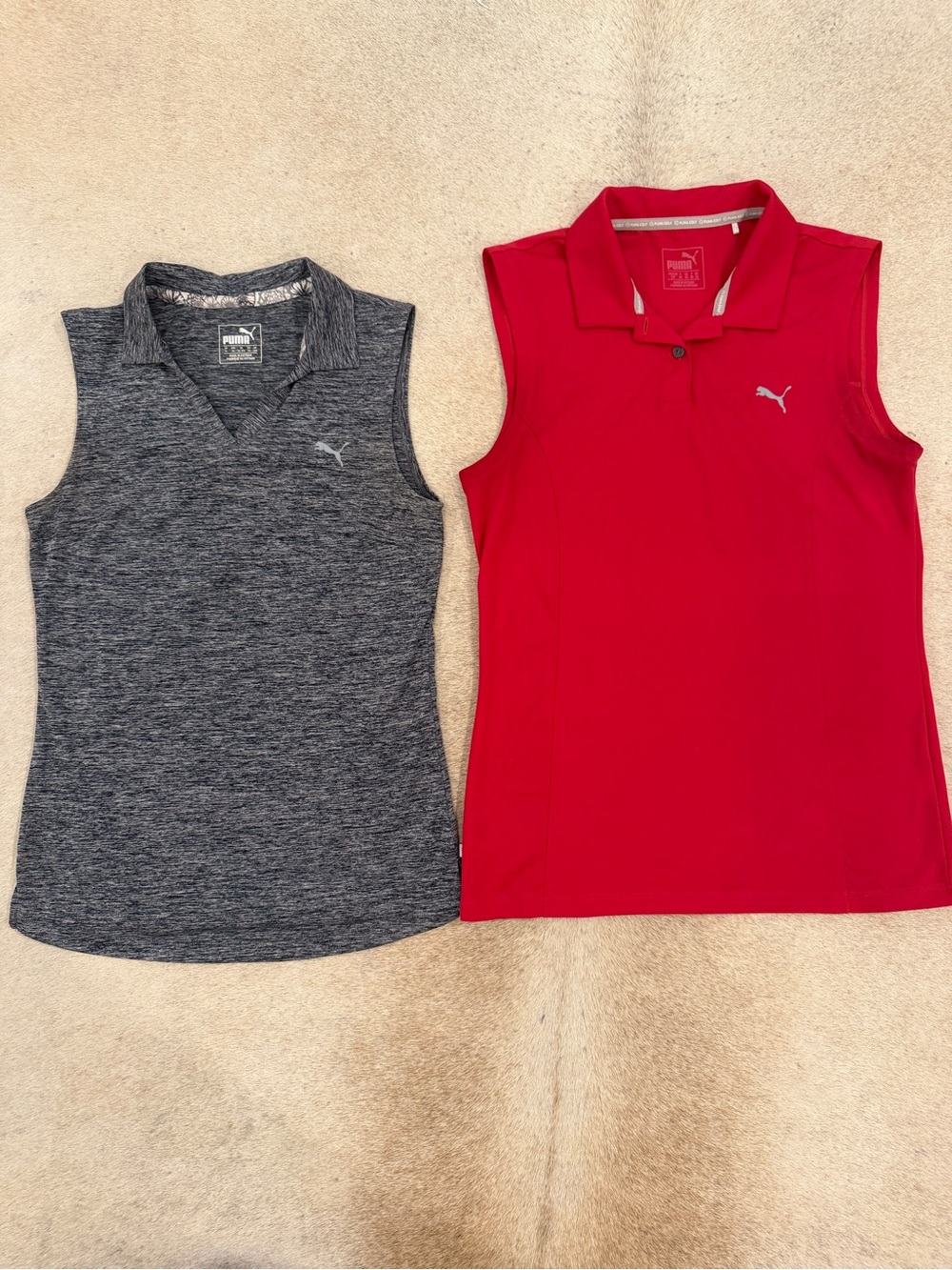 Puma Polo & Knit Top Set - Pink and Heather Gray